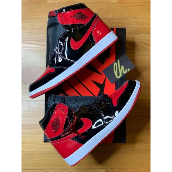 Size 10 Air Jordan 1 Retro High OG “Patent Bred” Athletic Basketball Sneakers 55 - Picture 6 of 6